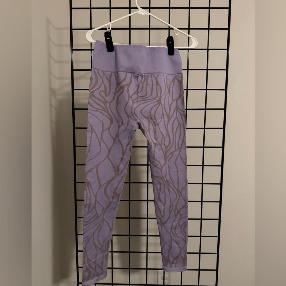 Fabletics Lavender and Brown Patterned Leggings - image 4
